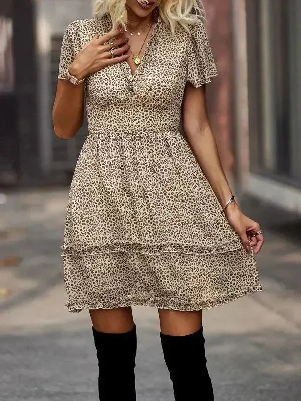 Romantic Blue Floral Cotton Mini Dress