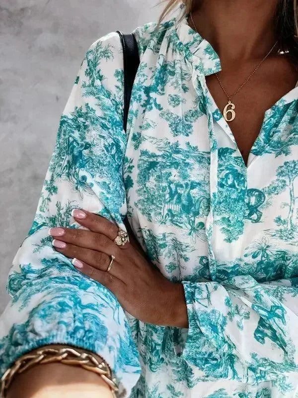 Romantic Blue Floral Tiered Maxi Dress