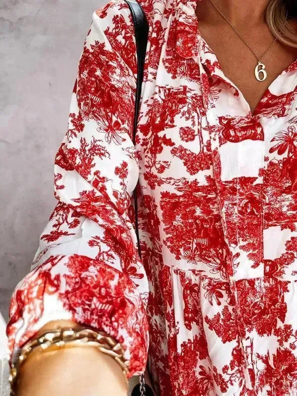 Romantic Blue Floral Tiered Maxi Dress