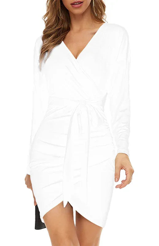 Romantic Blue Velvet Wrap Mini Dress