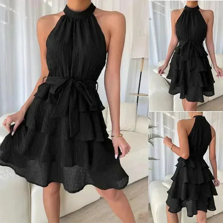 Romantic Chiffon Asymmetric Mini Dress