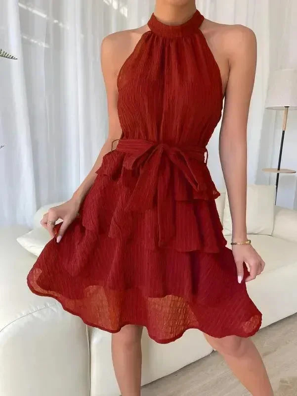Romantic Chiffon Asymmetric Mini Dress
