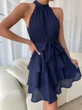 Romantic Chiffon Asymmetric Mini Dress