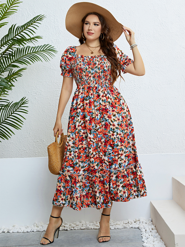 Romantic Floral Asymmetric Midi Dress