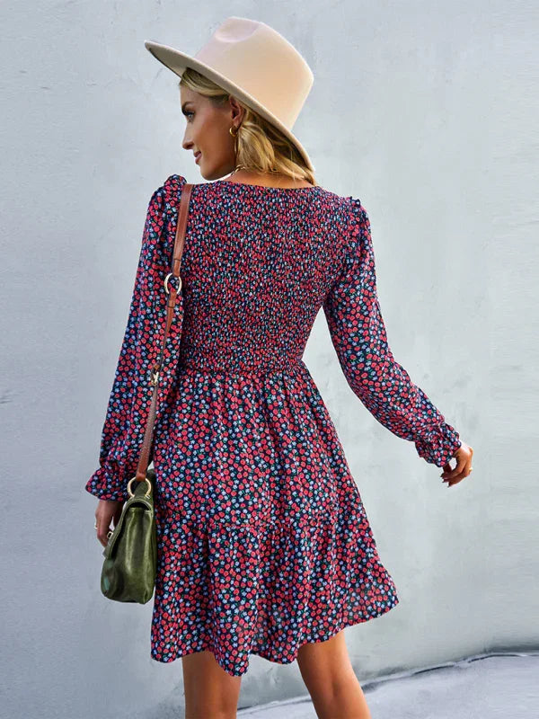 Romantic Floral Chiffon Mini Dress