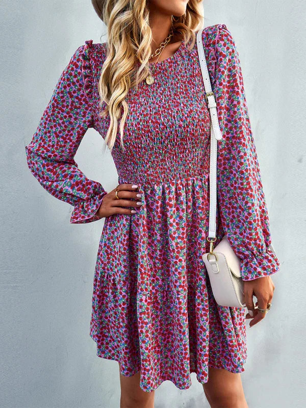 Romantic Floral Chiffon Mini Dress