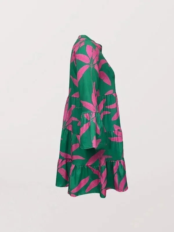 Romantic Floral Cotton Babydoll Mini Dress