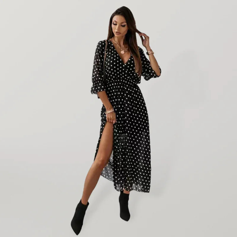 Romantic Floral Wrap Chiffon Midi Dress