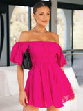 Romantic Pink Off Shoulder Mini Dress