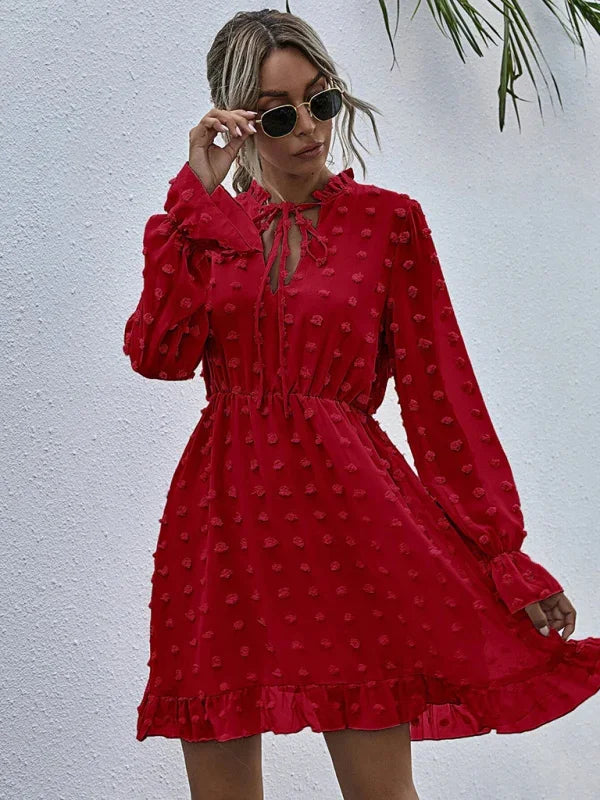 Romantic Pink Polka Dot Mini Dress