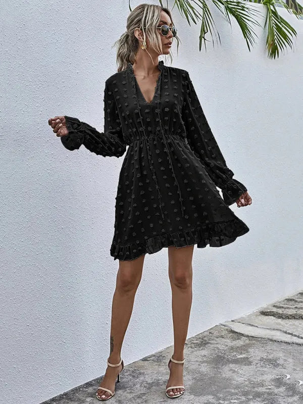 Romantic Pink Polka Dot Mini Dress