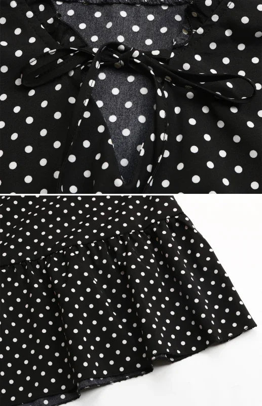 Romantic Polka Dot Chiffon Midi Dress