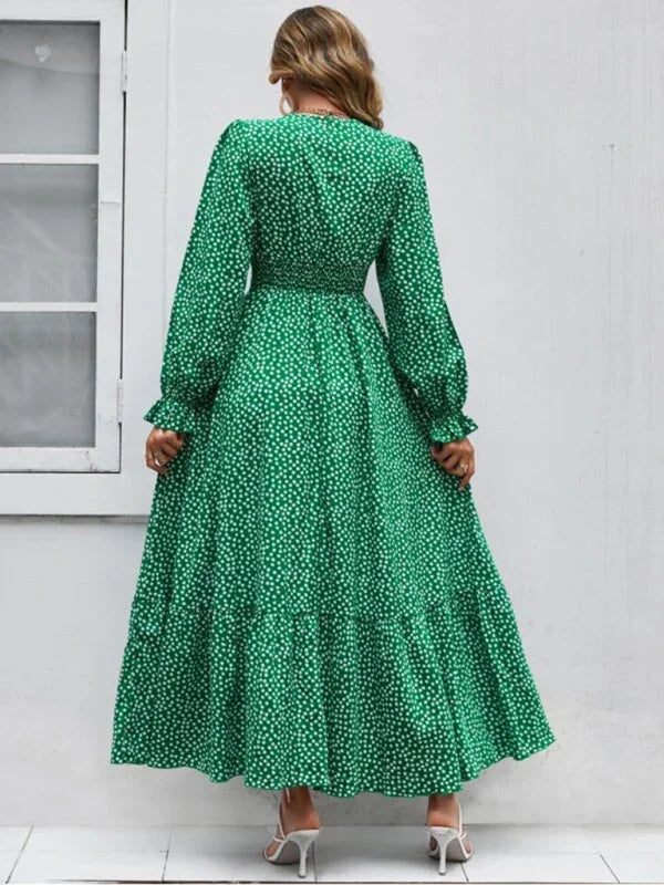 Romantic Red Polka Dot Maxi Dress