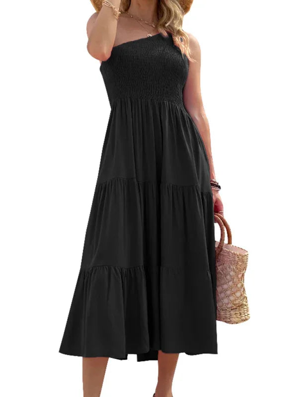 Romantic Strapless Cotton Midi Dress