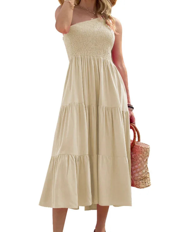 Romantic Strapless Cotton Midi Dress