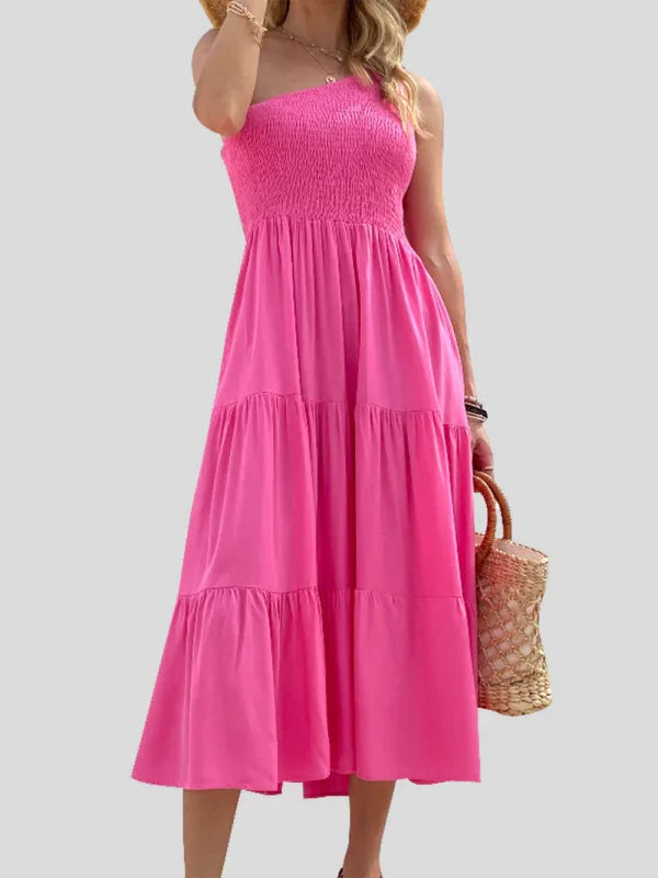 Romantic Strapless Cotton Midi Dress