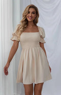Romantic White Chiffon Empire Waist Mini Dress