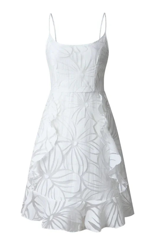 Romantic White Cotton Mini Summer Dress