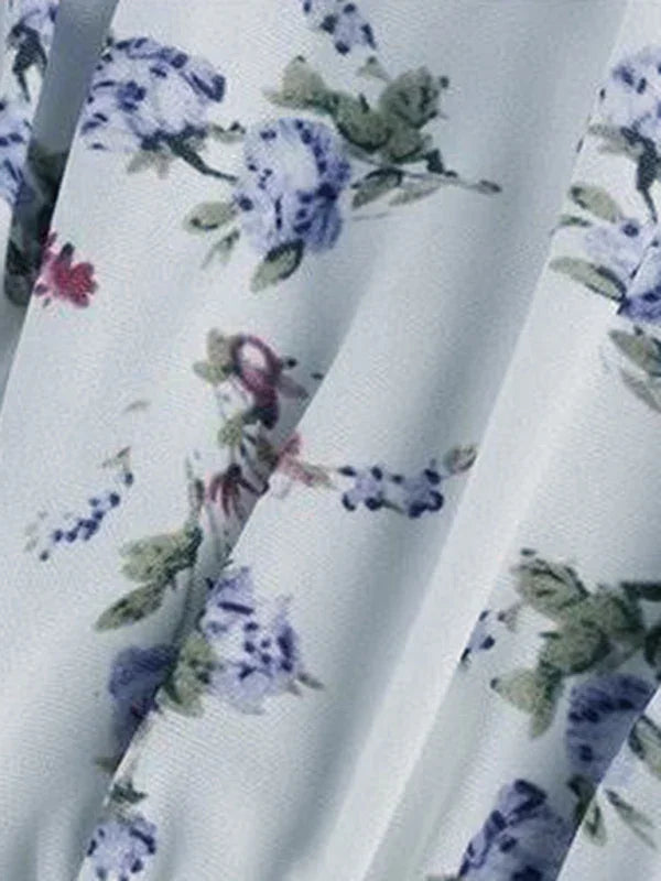 Romantic White Floral Chiffon Mini Dress