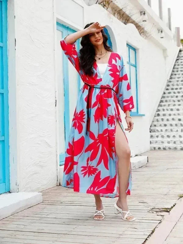 Romantic Yellow Floral Chiffon Maxi Dress