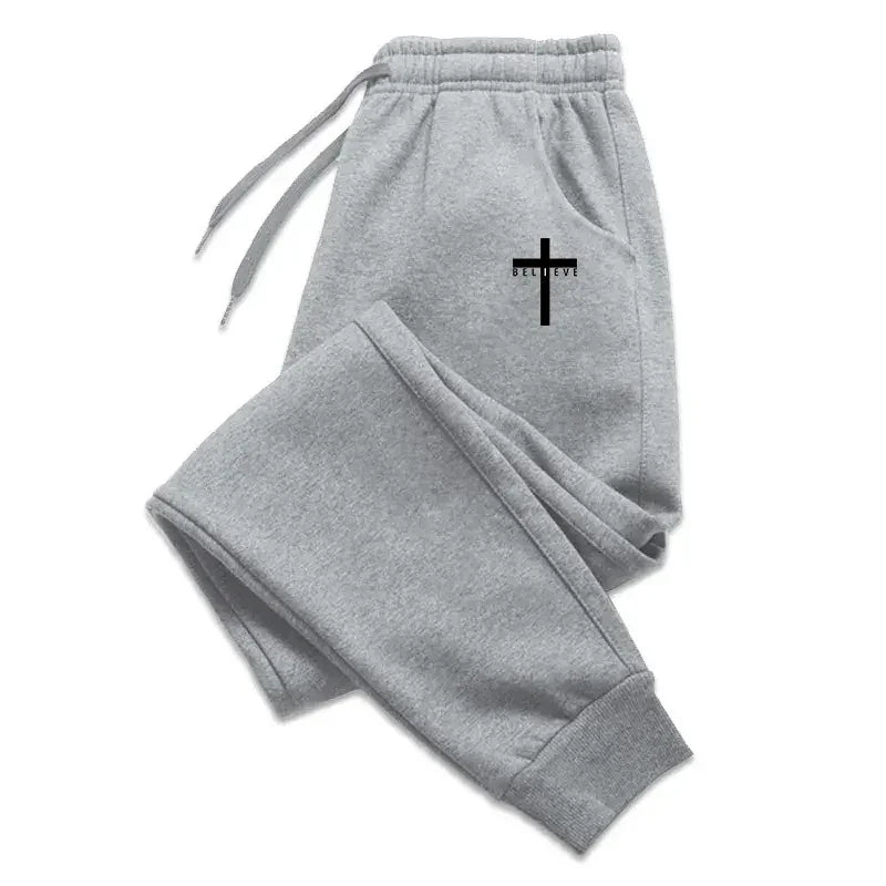 Sporty Casual Men Jogger Pants - Mid-Rise Soft Fleece