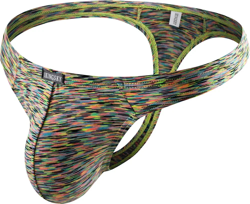 Men's Quick-dry Bulge Thong Colorful T-back Underwear Stretch Sporty Under Panties for Men