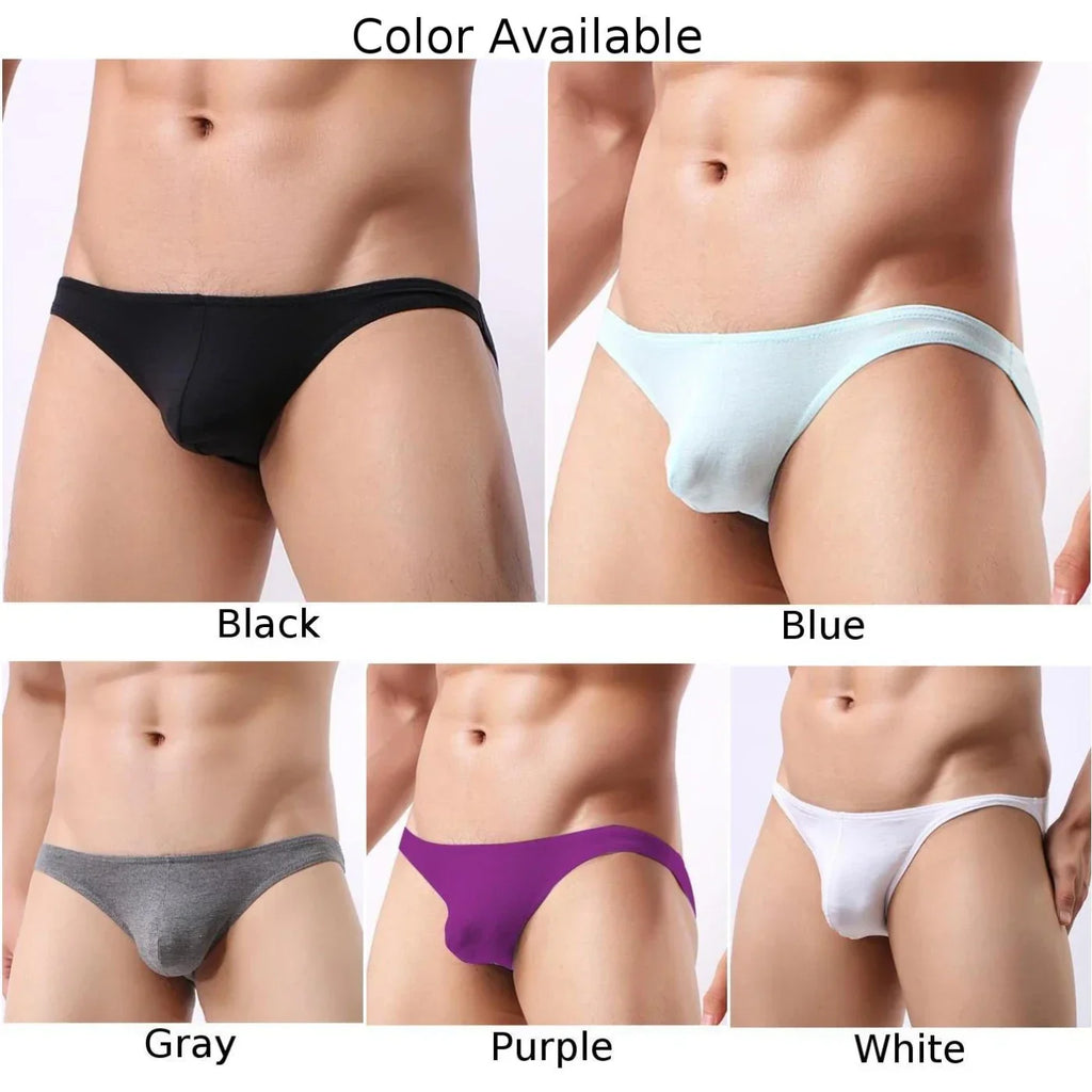 Men's Sexy Low Waist Briefs Soft Elastic Panties Solid Underpants Bulge Pouch Underwear Man Breathable Seamless Bikini Lingerie