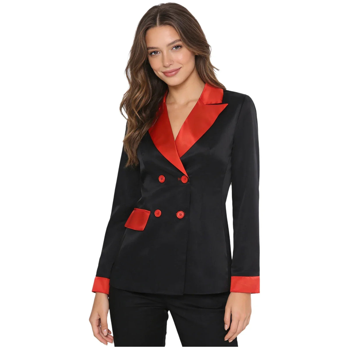 Women's Blazers Lady Elegant Color Blocking Blazer Double-breasted Lapel Suits Jacket Outerwear for Work Evenings Party Coats fashion image