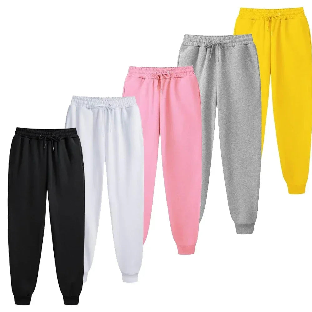 Sporty Casual Unisex Jogger Pants - Mid Rise Fleece Comfort