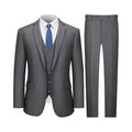 Men's Custom 3-Piece Slim Fit Suit – Single Breasted Cotton Tuxedo, Vest & Pants, Gray
