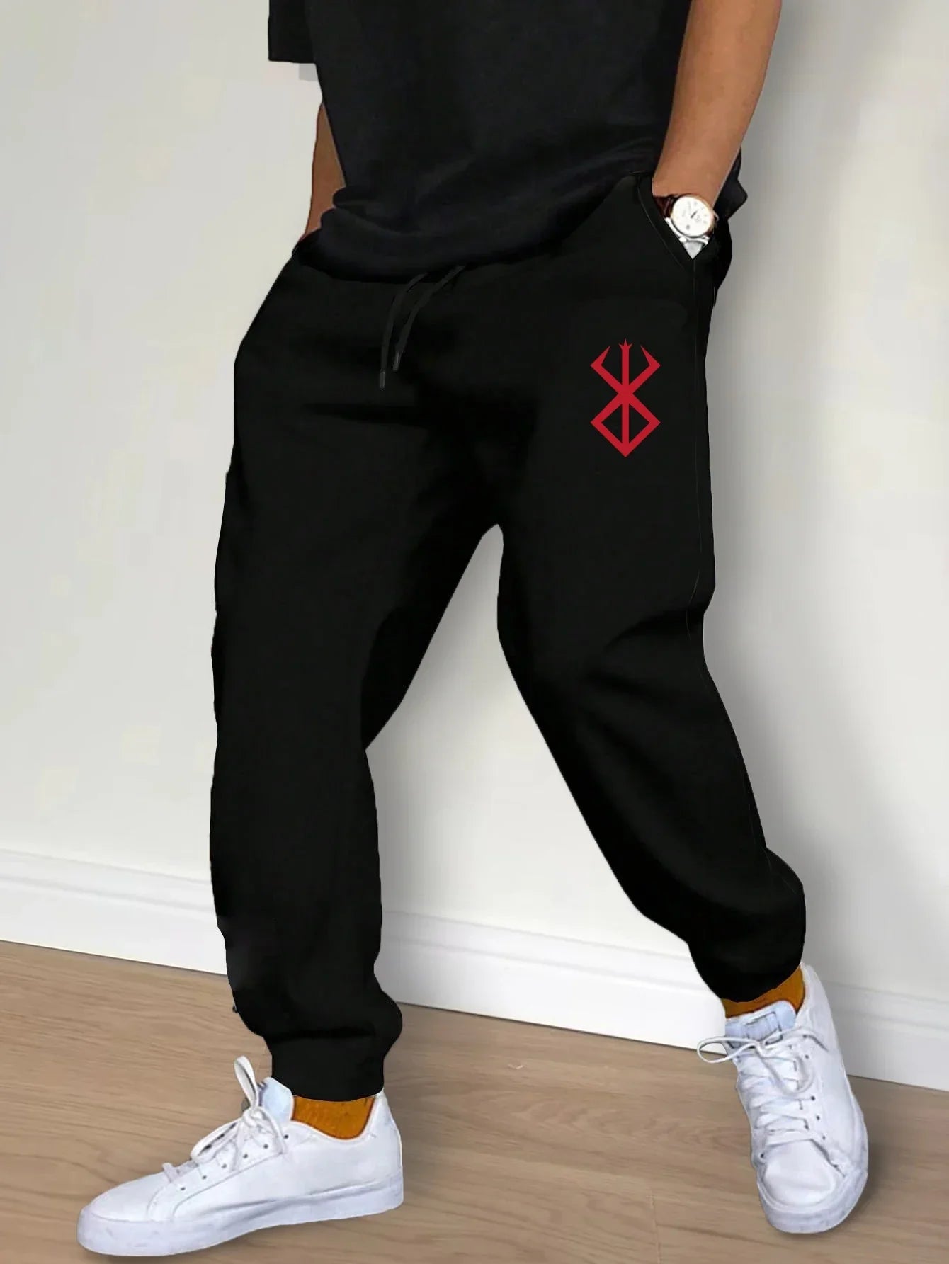 Streetwear Sporty Casual Men Jogger Pants - Mid-Rise Drawstring Waist