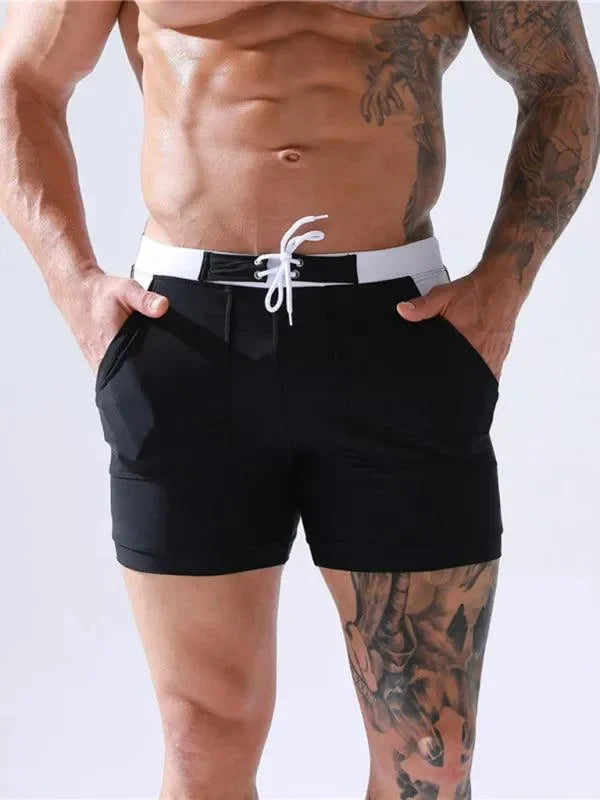 Sporty Men's Swim Shorts - Mid-Rise Lined fashion image