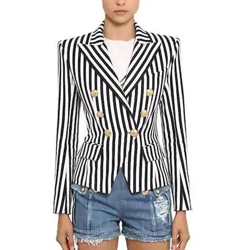 Striped Blazer Women - Casual - Striped-Pinstriped fashion image