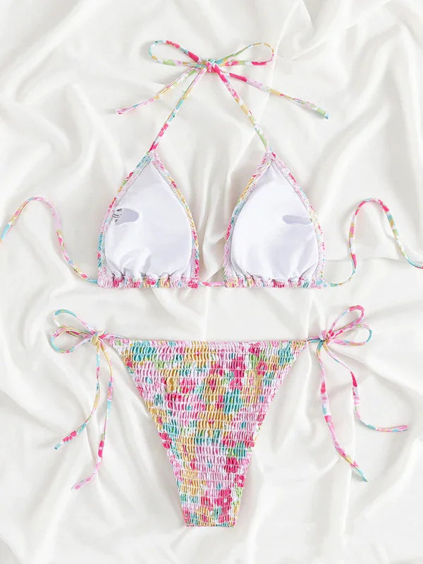 Women Abstract Triangle Bikini Set
