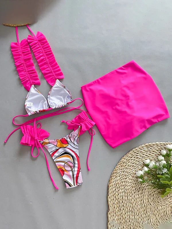 Women Abstract Triangle Bikini Set