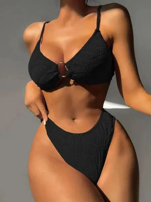 Women Black Bralette Bikini Set