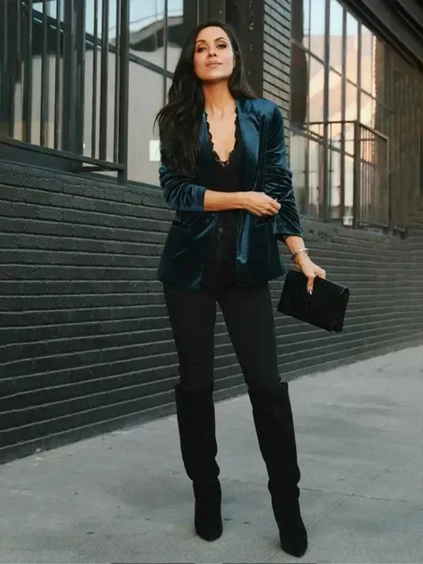 Women Casual Slim Velvet Blazer