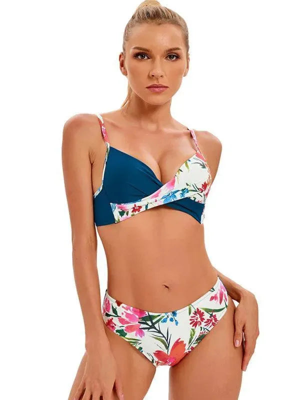 Women Floral Bandeau Bikini Set
