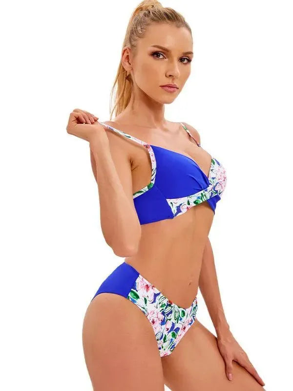 Women Floral Bandeau Bikini Set