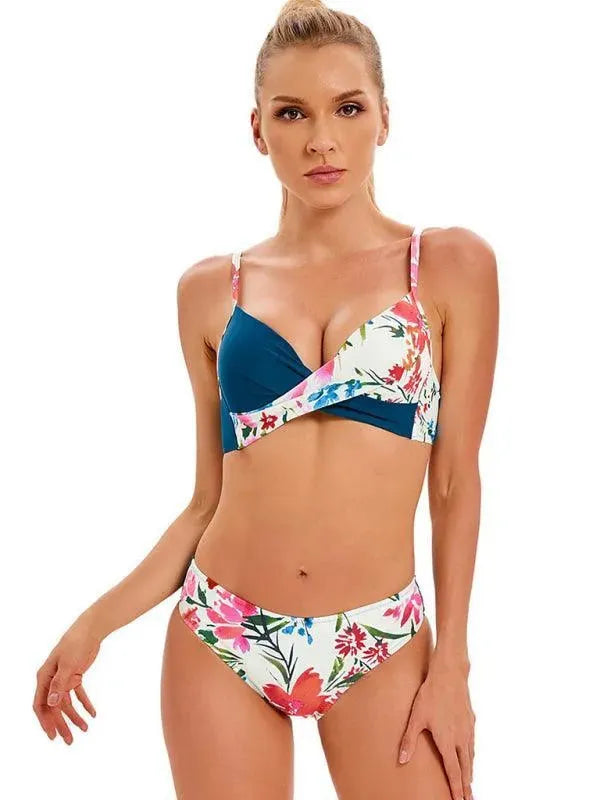 Women Floral Bandeau Bikini Set