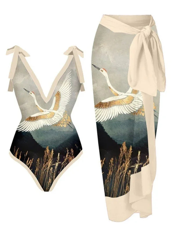 Women Floral One Piece Swimsuit