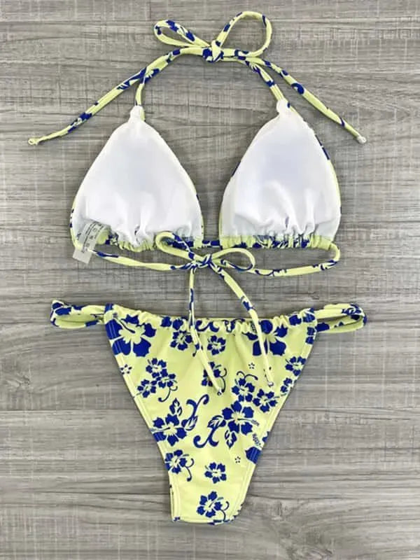 Women Floral Triangle Bikini Set