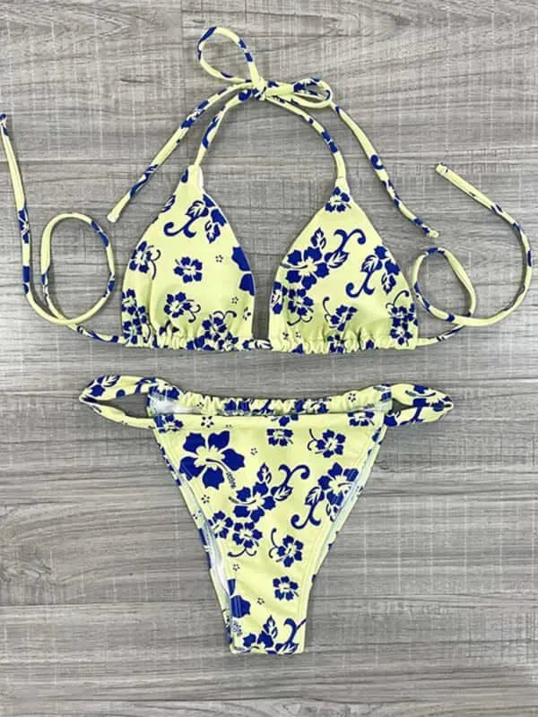 Women Floral Triangle Bikini Set
