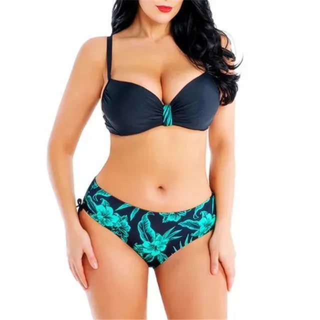 Women Floral Underwire High Waisted Bikini Set