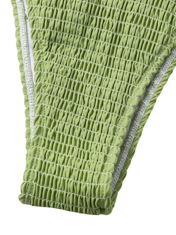 Women Green String Triangle Bikini Set