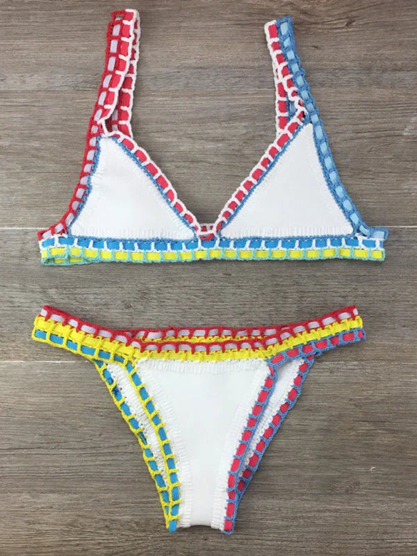 Women Multicolor Crochet Bikini Set