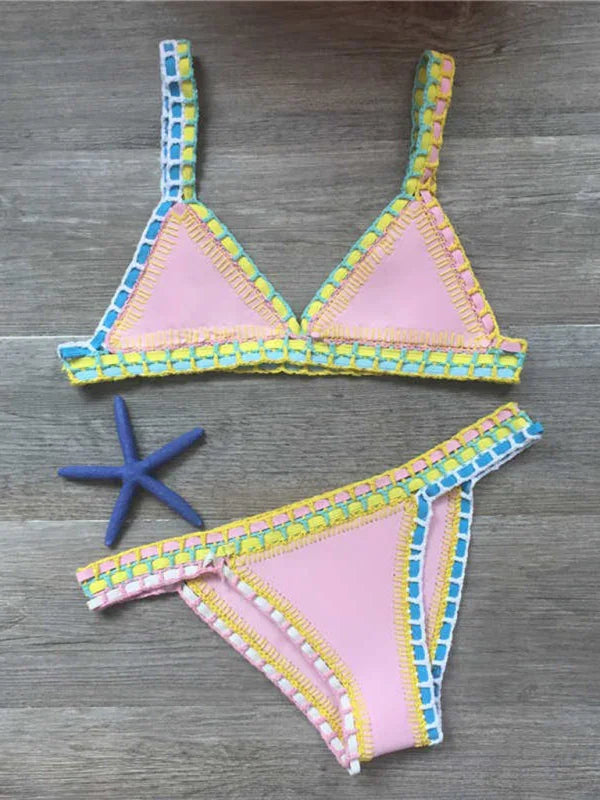 Women Multicolor Crochet Bikini Set