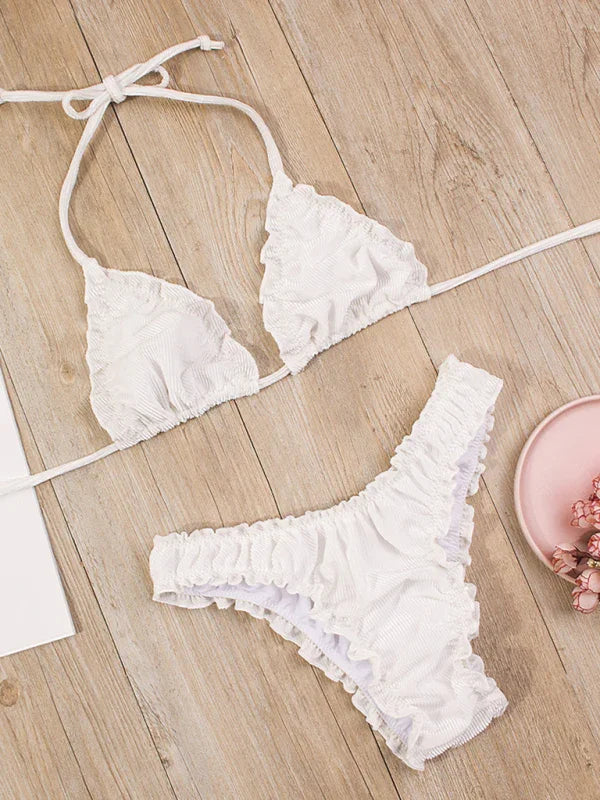 Women Pink Minimal Triangle Bikini Set