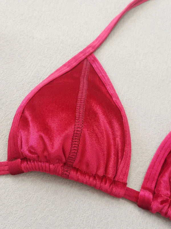 Women Pink String Bikini Set