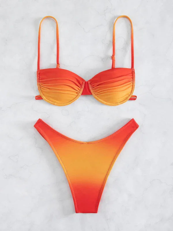 Ensemble de bikini bralette rouge orangé pour femme